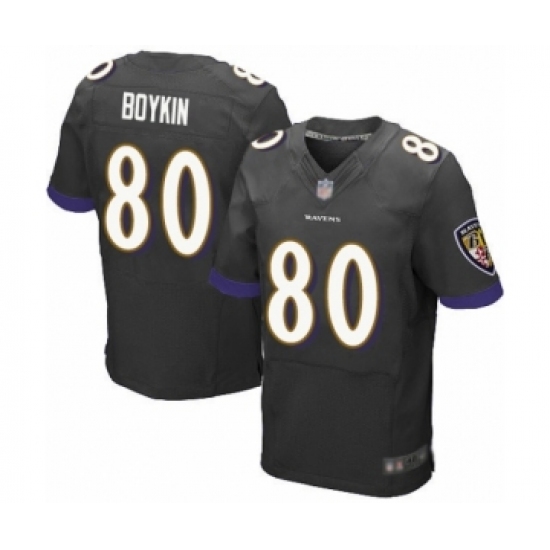 Men's Baltimore Ravens #80 Miles Boykin Elite Black Alternate Football Jersey - Ujersey