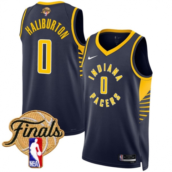 Men's Indiana Pacers #0 Tyrese Haliburton Navy 2025 Finals Icon Edition Stitched Basketball Jersey - Ujersey