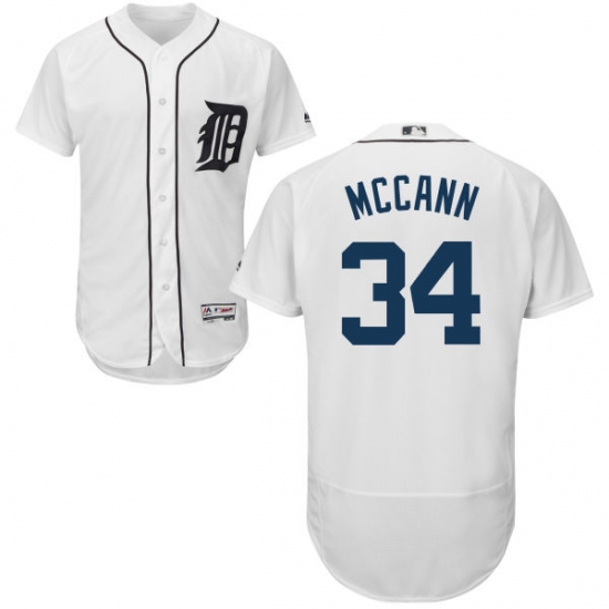 Men's Majestic Detroit Tigers #34 James McCann White Home Flex Base Authentic Collection MLB Jersey - Ujersey