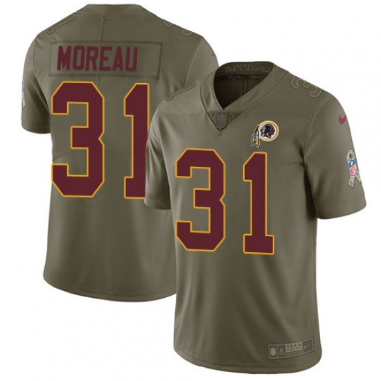 Youth Nike Washington Redskins #31 Fabian Moreau Limited Olive 2017 Salute to Service NFL Jersey