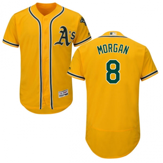 Men's Majestic Oakland Athletics #8 Joe Morgan Gold Alternate Flex Base Authentic Collection MLB Jersey - Ujersey
