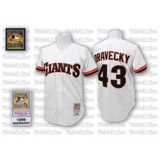 Men's Mitchell and Ness San Francisco Giants #43 Dave Dravecky Authentic White Throwback MLB Jersey - Ujersey