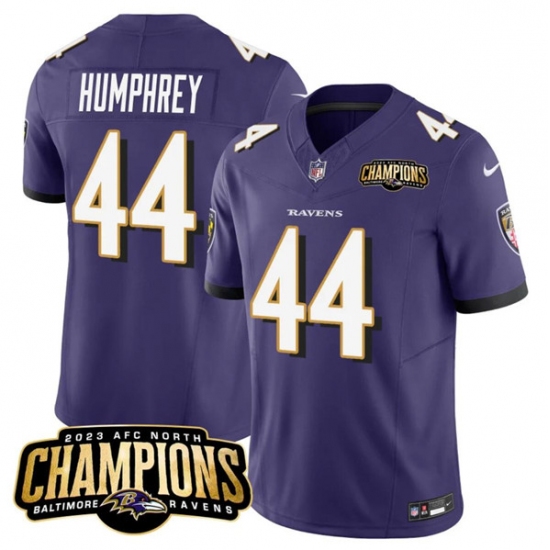 Men's Baltimore Ravens #44 Marlon Humphrey Purple 2023 F.U.S.E. AFC North Champions Vapor Limited Football Stitched Jersey - Ujersey