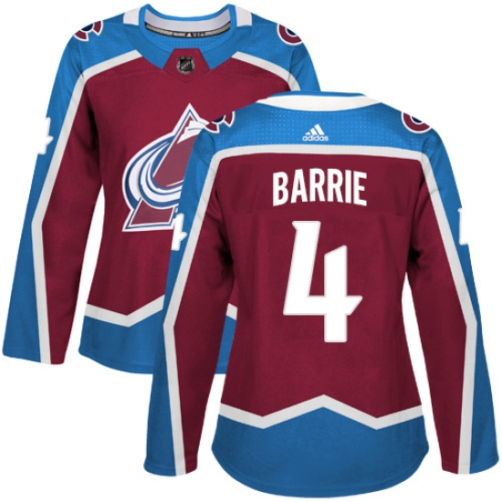 Women's Adidas Colorado Avalanche #4 Tyson Barrie Premier Burgundy Red Home NHL Jersey - Ujersey