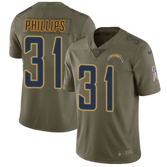 Men's Nike Los Angeles Chargers #31 Adrian Phillips Limited Olive 2017 Salute to Service NFL Jersey - Ujersey