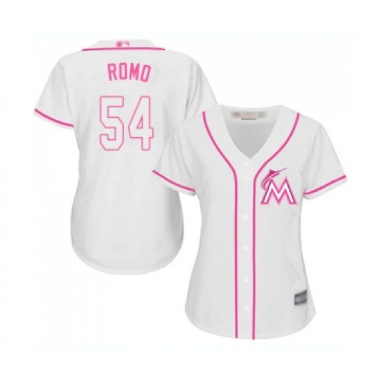 Women's Miami Marlins #54 Sergio Romo Replica White Fashion Cool Base Baseball Jersey - Ujersey