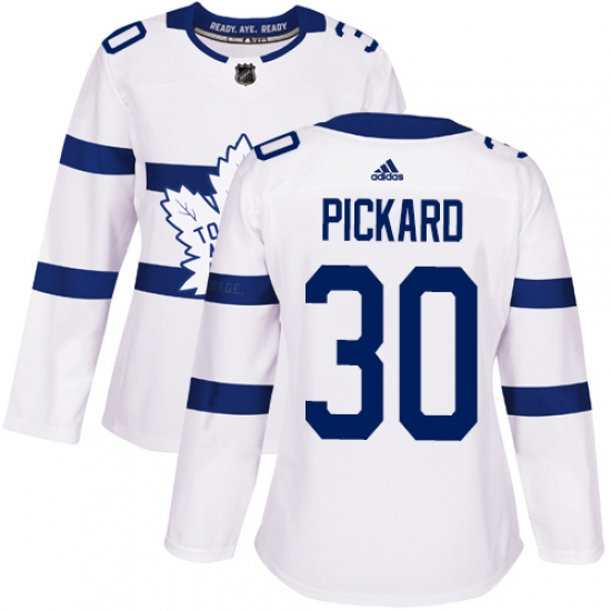 Women's Adidas Toronto Maple Leafs #30 Calvin Pickard Authentic White 2018 Stadium Series NHL Jersey - Ujersey