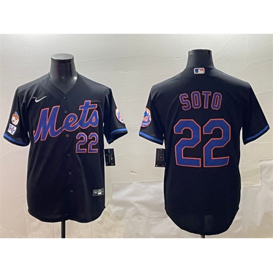 Men's New York Mets #22 Juan Soto Black 2025 Spring Training Cool Base Stitched Baseball Jersey