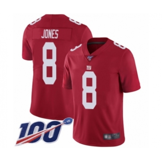 Men's New York Giants #8 Daniel Jones Red Limited Red Inverted Legend 100th Season Football Jersey - Ujersey