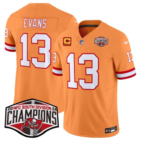 Men's Tampa Bay Buccaneers #13 Mike Evans Orange F.U.S.E. 2024 NFC South Champions With 4-Star C Limited Stitched Jersey - Ujersey
