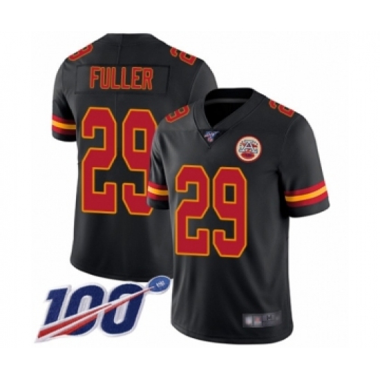 Men's Kansas City Chiefs #29 Kendall Fuller Limited Black Rush Vapor Untouchable 100th Season Football Jersey - Ujersey