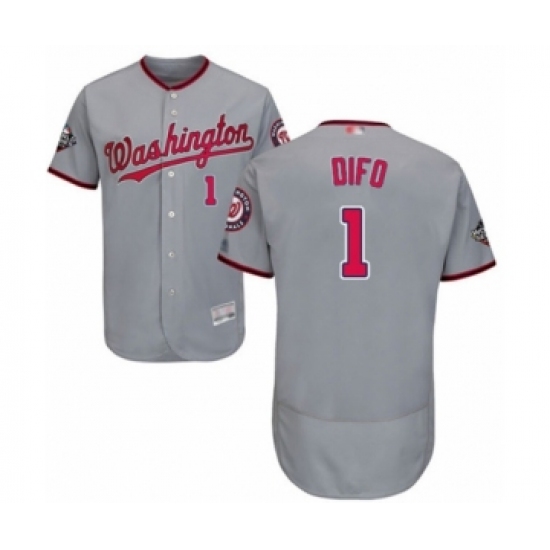 Men's Washington Nationals #1 Wilmer Difo Grey Road Flex Base Authentic Collection 2019 World Series Bound Baseball Jersey - Ujersey