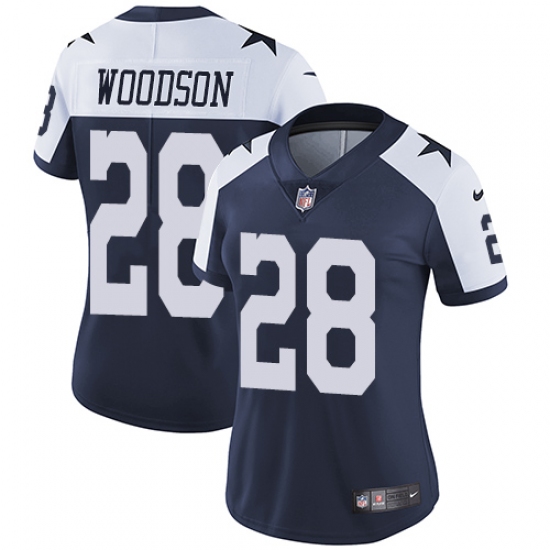 Women's Nike Dallas Cowboys #28 Darren Woodson Navy Blue Throwback Alternate Vapor Untouchable Limited Player NFL Jersey - Ujersey