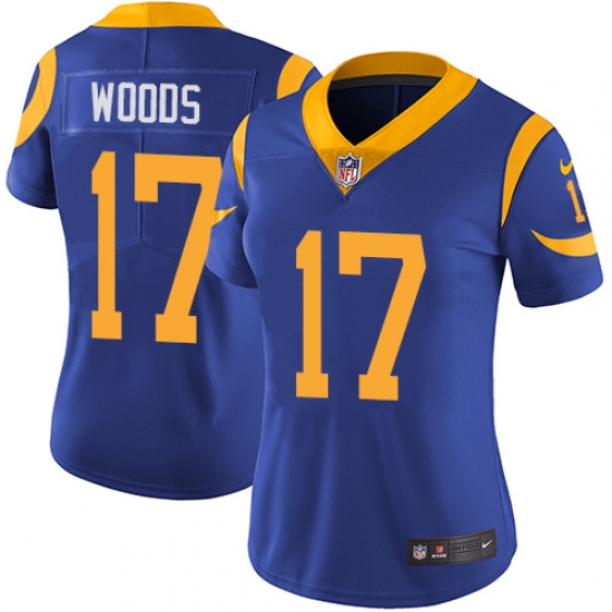 Women's Nike Los Angeles Rams #17 Robert Woods Royal Blue Alternate Vapor Untouchable Limited Player NFL Jersey - Ujersey