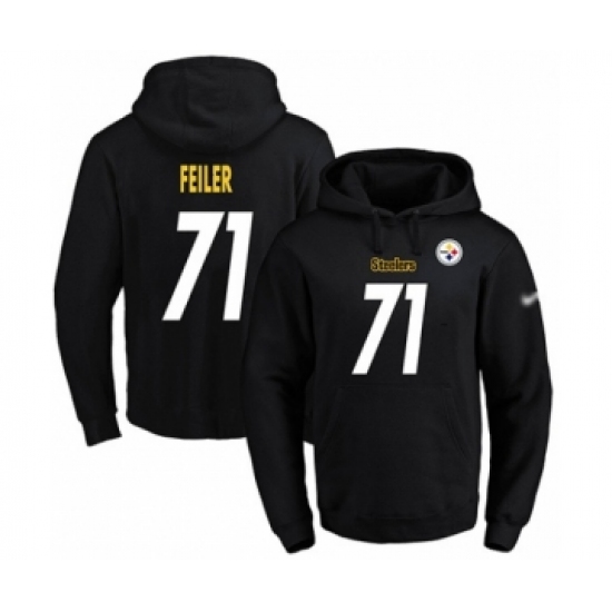 Football Men's Pittsburgh Steelers #71 Matt Feiler Black Name & Number Pullover Hoodie - Ujersey NHL