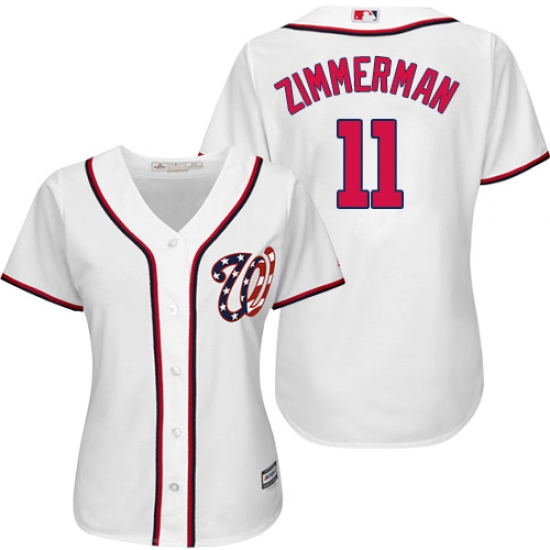 Women's Majestic Washington Nationals #11 Ryan Zimmerman Authentic White Home Cool Base MLB Jersey - Ujersey