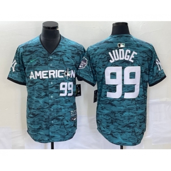 Men's Nike New York Yankees #99 Aaron Judge Number Teal 2023 All star Cool Base Stitched Baseball Jersey - Ujersey