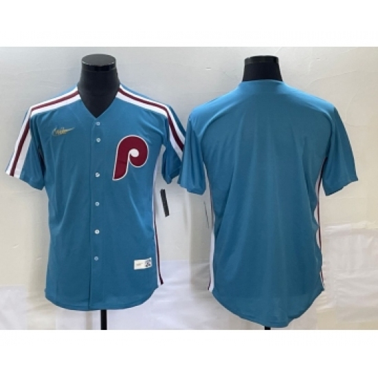 Men's Philadelphia Phillies Blank Blue Cooperstown Throwback Cool Base Nike Jersey - Ujersey