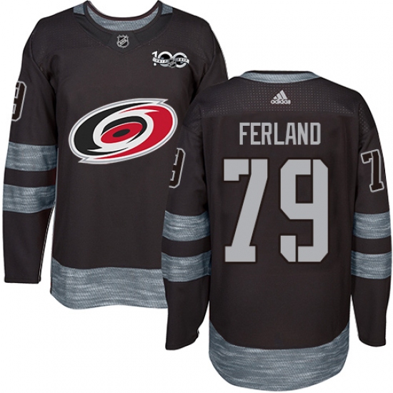Men's Adidas Carolina Hurricanes #79 Michael Ferland Black 1917-2017 100th Anniversary Stitched NHL Jersey - Ujersey