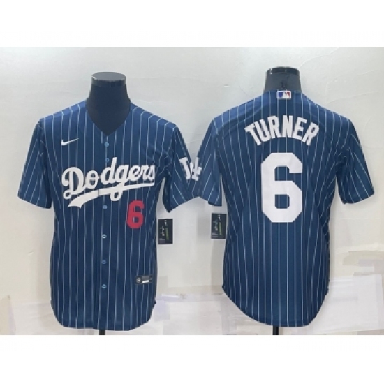 Men's Los Angeles Dodgers #6 Trea Turner Navy Cool Base Stitched Baseball Jersey - Ujersey