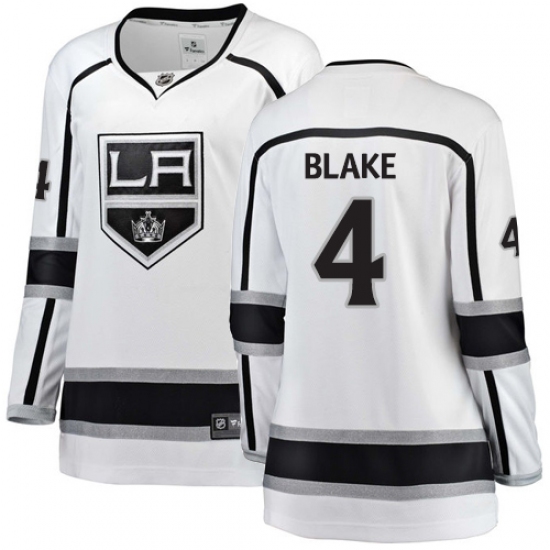 Women's Los Angeles Kings #4 Rob Blake Authentic White Away Fanatics Branded Breakaway NHL Jersey - Ujersey