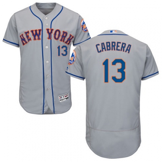 Men's Majestic New York Mets #13 Asdrubal Cabrera Grey Road Flex Base Authentic Collection MLB Jersey - Ujersey