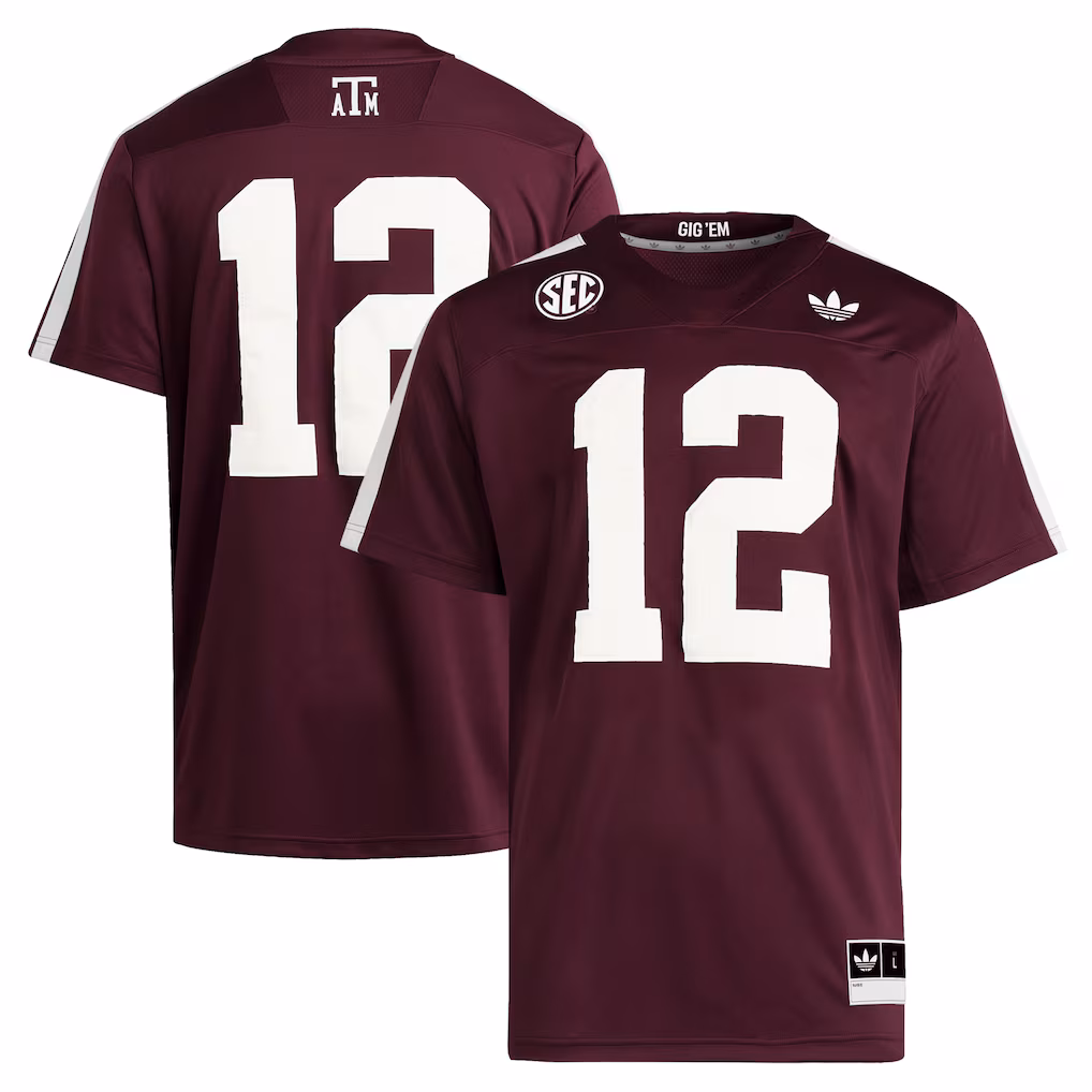 Men's adidas #12 Maroon Texas A&M Aggies Premier Strategy Jersey - Ujersey NHL