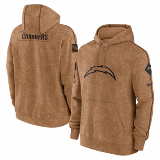 Men's Los Angeles Chargers Nike Brown 2023 Salute To Service Club Pullover Hoodie - Ujersey