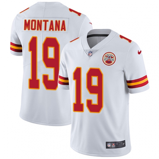 Men's Nike Kansas City Chiefs #19 Joe Montana White Vapor Untouchable Limited Player NFL Jersey - Ujersey