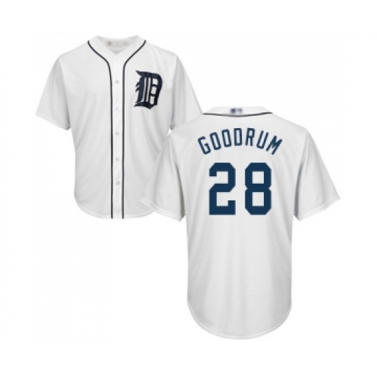 Men's Detroit Tigers #28 Niko Goodrum Replica White Home Cool Base Baseball Jersey - Ujersey