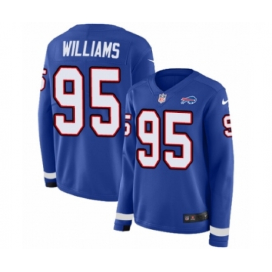 Women's Nike Buffalo Bills #95 Kyle Williams Limited Royal Blue Therma Long Sleeve NFL Jersey - Ujersey