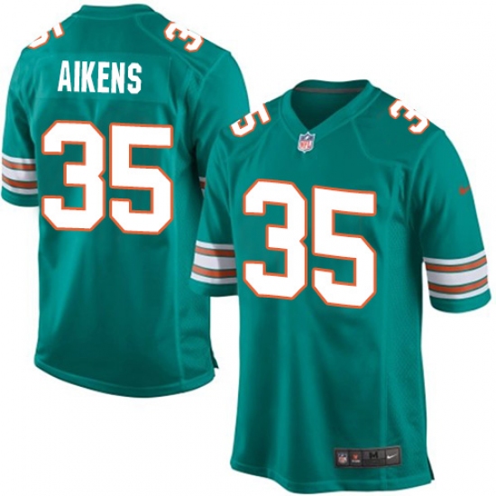 Men's Nike Miami Dolphins #35 Walt Aikens Game Aqua Green Alternate NFL Jersey - Ujersey