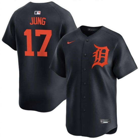 Men's Detroit Tigers #17 Jace Jung Black 2024 Alternate Limited Stitched Baseball Jersey - Ujersey