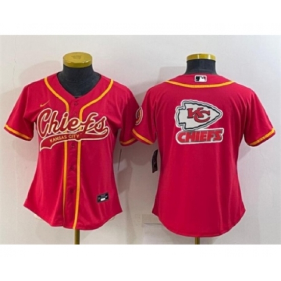 Youth Kansas City Chiefs Red Team Big Logo With Patch Cool Base Stitched Baseball Jersey - Ujersey
