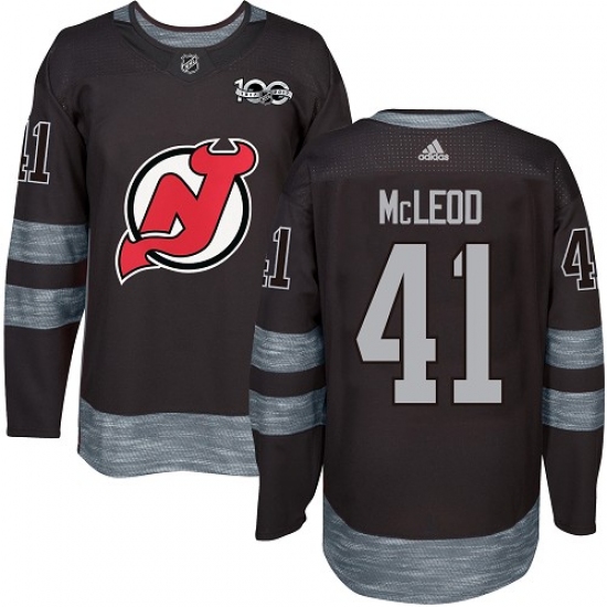 Men's Adidas New Jersey Devils #41 Michael McLeod Authentic Black 1917-2017 100th Anniversary NHL Jersey - Ujersey