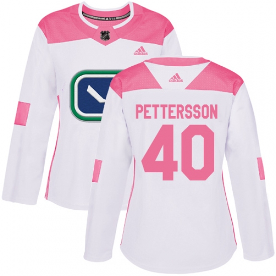 Women's Adidas Vancouver Canucks #40 Elias Pettersson White Pink Authentic Fashion Stitched NHL Jersey - Ujersey