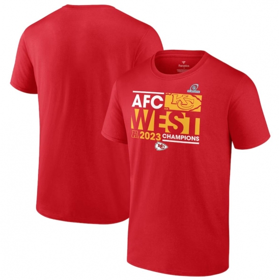 Men's Kansas City Chiefs Red 2023 AFC West Division Champions Big & Tall T-Shirt - Ujersey NHL