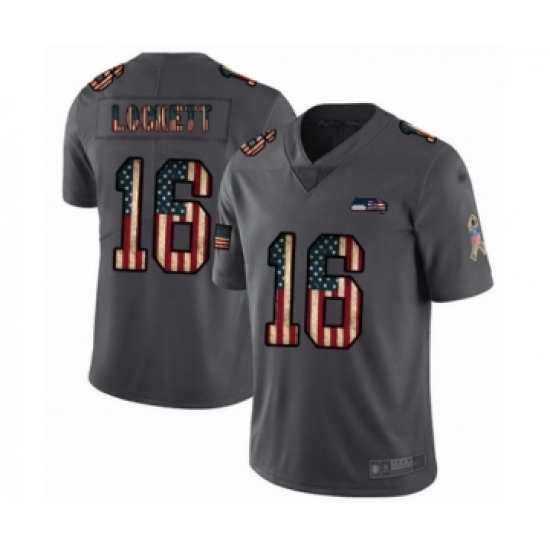 Men's Seattle Seahawks #16 Tyler Lockett Carbon Black Retro Flag Limited Football Jersey - Ujersey