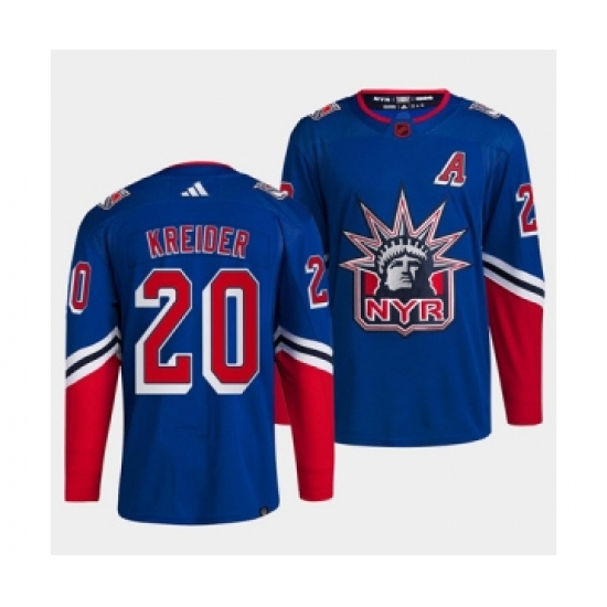 Men's New York Rangers #20 Chris Kreider Blue 2022 Reverse Retro Stitched Jersey - Ujersey