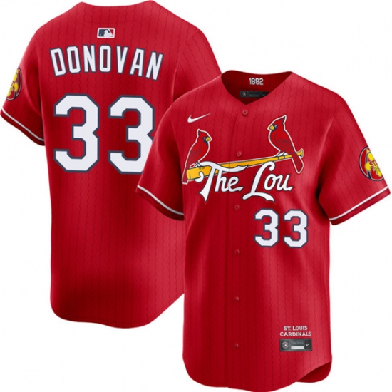 Men's St. Louis Cardinals #33 Brendan Donovan Red 2024 City Connect Limited Stitched Baseball Jersey - Ujersey
