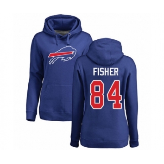 Football Women's Buffalo Bills #84 Jake Fisher Royal Blue Name & Number Logo Pullover Hoodie - Ujersey