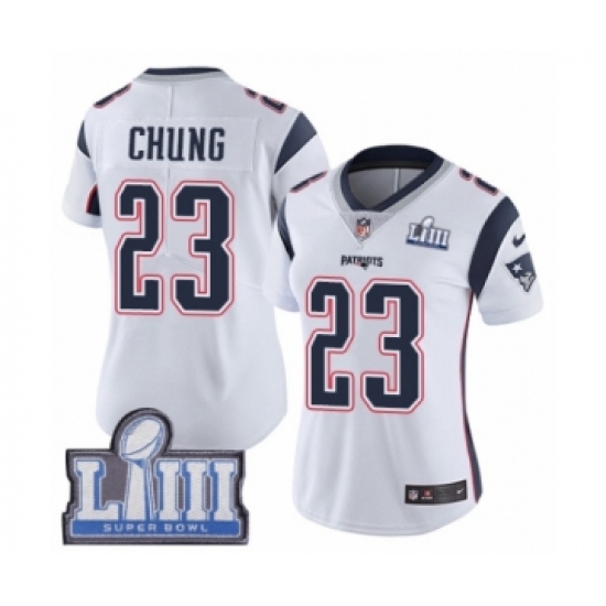 Women's Nike New England Patriots #23 Patrick Chung White Vapor Untouchable Limited Player Super Bowl LIII Bound NFL Jersey - Ujersey