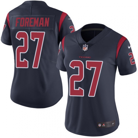 Women's Nike Houston Texans #27 D'Onta Foreman Limited Navy Blue Rush Vapor Untouchable NFL Jersey - Ujersey