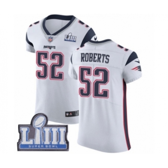 Men's Nike New England Patriots #52 Elandon Roberts White Vapor Untouchable Elite Player Super Bowl LIII Bound NFL Jersey - Ujersey