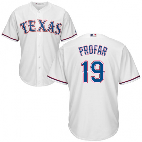 Youth Majestic Texas Rangers #19 Jurickson Profar Replica White Home Cool Base MLB Jersey - Ujersey