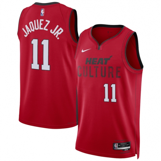 Men's Miami Heat #11 Jaime Jaquez Jr. Red 2024-25 City Edition Stitched Basketball Jersey - Ujersey