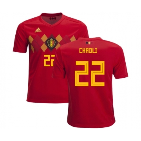 Belgium #22 Chadli Home Kid Soccer Country Jersey