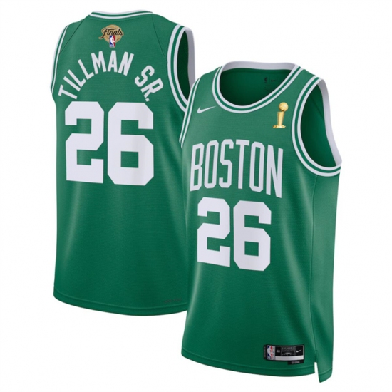 Men's Boston Celtics #26 Xavier Tillman Sr. Kelly Green 2024 Finals Champions Icon Edition Stitched Basketball Jersey - Ujersey