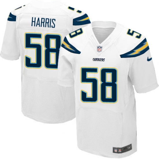 Men's Nike Los Angeles Chargers #58 Nigel Harris Elite White NFL Jersey - Ujersey