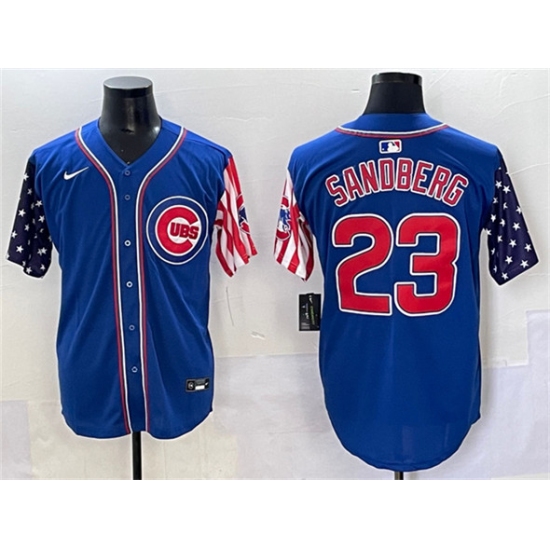 Men's Chicago Cubs #23 Ryne Sandberg Royal 2025 Independence Day Vapor Premier Limited Stitched Baseball Jersey - Ujersey